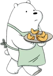 🏃 Ice Bear We Bare Bears orso, cartone animato, grembiule, cibo, We Bare Bears, Ice Bear telegram sticker