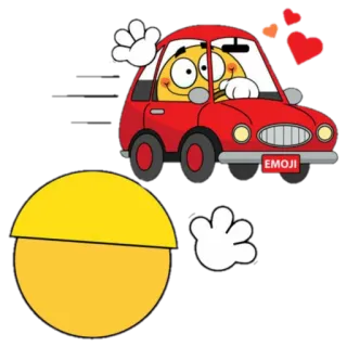 ❤ EMOJI Эмодзи, Машина, Мультфильм, Желтый, Красный, Сердечки telegram sticker