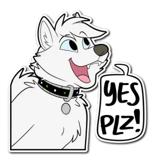 ✅ YES PLZ! hond, dier, cartoon, schattig, vrolijk, ja telegram sticker