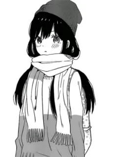 🍬 gadis anime, musim dingin, kupluk, syal, manga telegram sticker