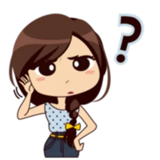 ❓ question, penser, dessin animé, fille, confus whatsapp sticker
