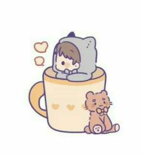 ☕️ kawaii, mono, oso, café, taza, chibi, dibujos animados telegram sticker