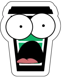 😳 кофе, чашка, в шоке, мультфильм, стикер telegram sticker
