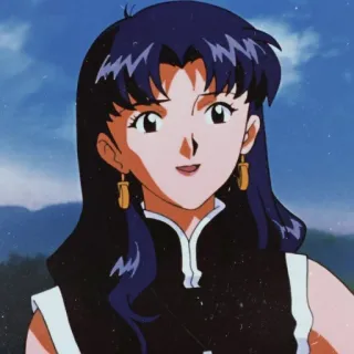 😄 Misato Katsuragi Neon Genesis Evangelion Аниме, Мисато Кацураги, Евангелион, Женщина, Персонаж whatsapp sticker