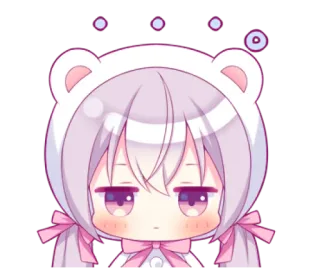 💭 Аниме, Девочка, Милый, Чиби, Мультфильм, Медведь whatsapp sticker