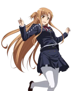 😀 Asuna Yuuki Sword Art Online anime, character, smile, blonde, school uniform, sword art online, asuna telegram sticker