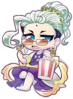 🌟 애니메이션, 안경, 팝콘, 캐릭터, 앉아있는 telegram sticker