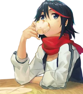 🍵 Anime, Dziewczyna, Herbata, Szalik, Napój, Portret telegram sticker