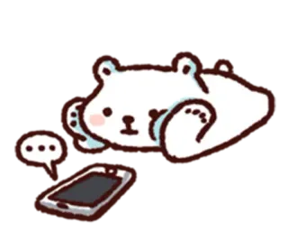 😬 urso, urso polar, relaxante, telefone, desenho animado, fofo, animal whatsapp sticker