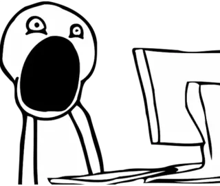 😱 meme, shocked, computer, reaction, internet telegram sticker