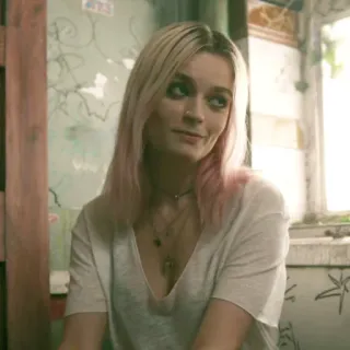 🌸 Maeve Wiley Sex Education personaje, Maeve Wiley, Sex Education, retrato, mujer, pelo rubio telegram sticker