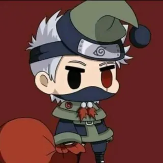 🎅 Kakashi Hatake Naruto kakashi, naruto, anime, manga, père noël, noël, chibi whatsapp sticker