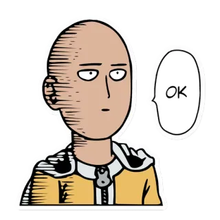 🆗 Saitama One-Punch Man OK One-Punch Man, Saitama, anime, manga, bohater, OK, wyraz telegram sticker