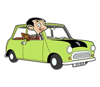 😝 Mr. Bean STE 952R Mr. Bean, voiture, Mini Cooper, dessin animé telegram sticker