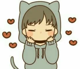 🐱 lindo, kawaii, anime, corazón, gato, sudadera con capucha telegram sticker