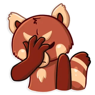 😞 panda rojo, animal, dibujos animados, lindo, emoticono, divertido, pegatina whatsapp sticker