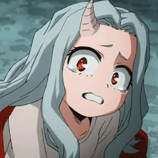 😀 Eri My Hero Academia アニメ, 泣く, 悲しい, 角, 若い telegram sticker