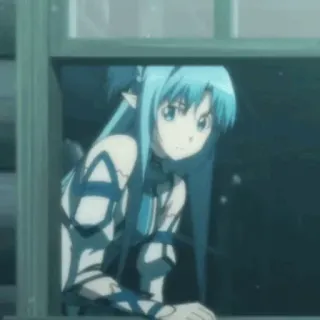 ❄️ Asuna Sword Art Online アニメ, キャラクター, 女の子, エルフ, 窓, ソードアート・オンライン telegram sticker