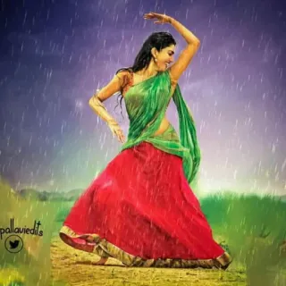 🥰 pallavieedits indian, woman, dance, rain, sari telegram sticker