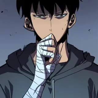 ♠️ anime, man, hoodie, injured, serious whatsapp sticker