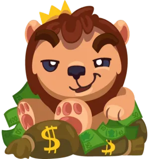 💰 мультфильм, деньги, медведь, король, наличные, доллар, богатство, милый telegram sticker