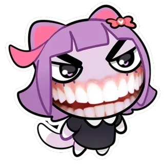 🦷 cartoon, anthropomorphic, creepy, animal, cat, teeth telegram sticker