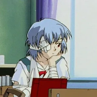 🌊 Rei Ayanami Neon Genesis Evangelion อนิเมะ, ตัวละคร, บาดเจ็บ, ผ้าพันแผล, ชุดนักเรียน, มังงะ telegram sticker