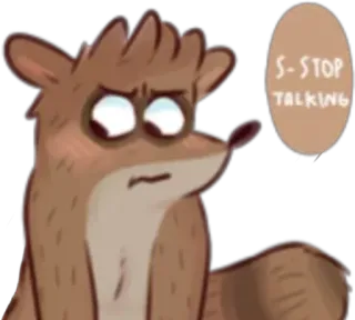 😳 Rigby Regular Show S-STOP TALKING kreskówka, serial TV, zwierzę, Rigby, Zwyczajny serial telegram sticker