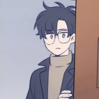 🚏 Anime Stil, Cartoon, Junge, Brille, Mann, Casual whatsapp sticker