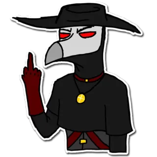 🖕 dokter wabah, topeng burung, jari tengah, menyinggung, kartun telegram sticker