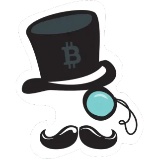 😉 Bitcoin, Cripto, Monocolo, Cilindro, Gentiluomo, Criptovaluta telegram sticker