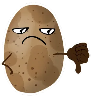 👎 土豆, 不喜欢, 点踩, 食物, 卡通 telegram sticker