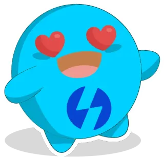 ❤️ 卡通, 卡哇伊, 可爱, 数字艺术, 爱心眼, 吉祥物, 蓝色角色 telegram sticker