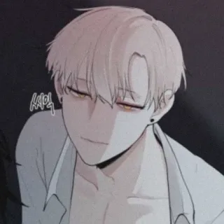 🗝 씨익 homme, sourire narquois, cheveux blonds, animé, manga telegram sticker