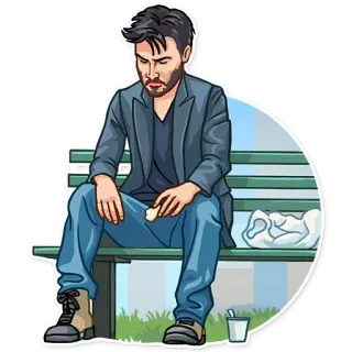 😟 John Wick John Wick, triste, Keanu Reeves, film, personaggio, seduto, panchina telegram sticker