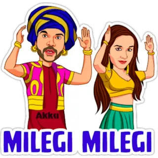 🧐 MILEGI MILEGI Dibujos animados, Indio, Pareja, Bailando telegram sticker