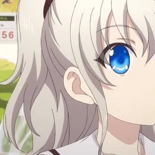 😏 Anime, Garota, cabelo branco, olhos azuis whatsapp sticker