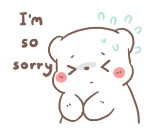 💬 I'm so sorry desculpa, sinto muito, desenho animado, urso, fofo, arrependimento, perdão telegram sticker