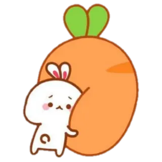 🍼 coelho, cenoura, fofo, desenho animado, animal, kawaii, adesivo telegram sticker