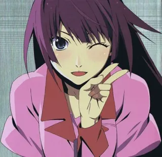 😂 Hitagi Senjougahara Bakemonogatari Anime, Senjougahara, Hitagi, Zwinkern, Friedenszeichen telegram sticker