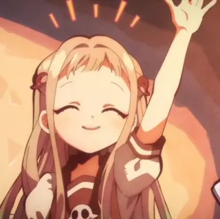 🥯 garota anime, sorrindo, acenando, cabelo longo telegram sticker
