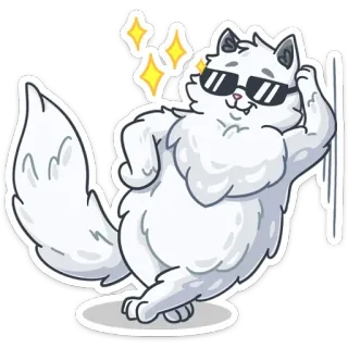 😎 cat, sunglasses, cool, stylish, white, fluffy telegram sticker