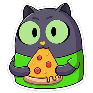 🍕 cat, pizza, food, cartoon, cute, animal telegram sticker