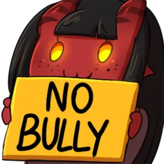 🛑 NO BULLY démon, pas de harcèlement, mignon, panneau, cornes telegram sticker