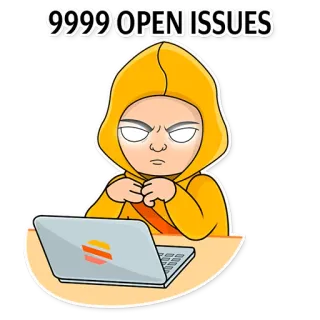 💻 9999 OPEN ISSUES 스티커, 만화, 컴퓨터, 업무, 문제, 개발자, 코딩 telegram sticker