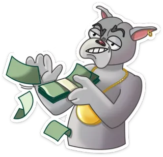 😎 cachorro, dinheiro, grana, desenho animado, rico, abastado telegram sticker