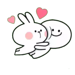 😍 かわいい, うさぎ, 愛, ハート, マンガ, ハグ telegram sticker
