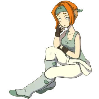 😟 woman, sitting, female, cartoon, character, casual, girl, adult telegram sticker