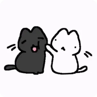 😛 cats, animals, high five, cute, black cat, white cat telegram sticker