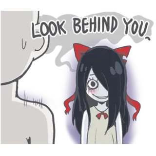 🤨 LOOK BEHIND YOU horreur, flippant, fantôme, regarde derrière toi telegram sticker